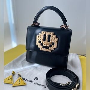 Les Petits Joueurs | Micro Alex Metal Smile Top Handle Crossbody Bag w FREE GIFT
